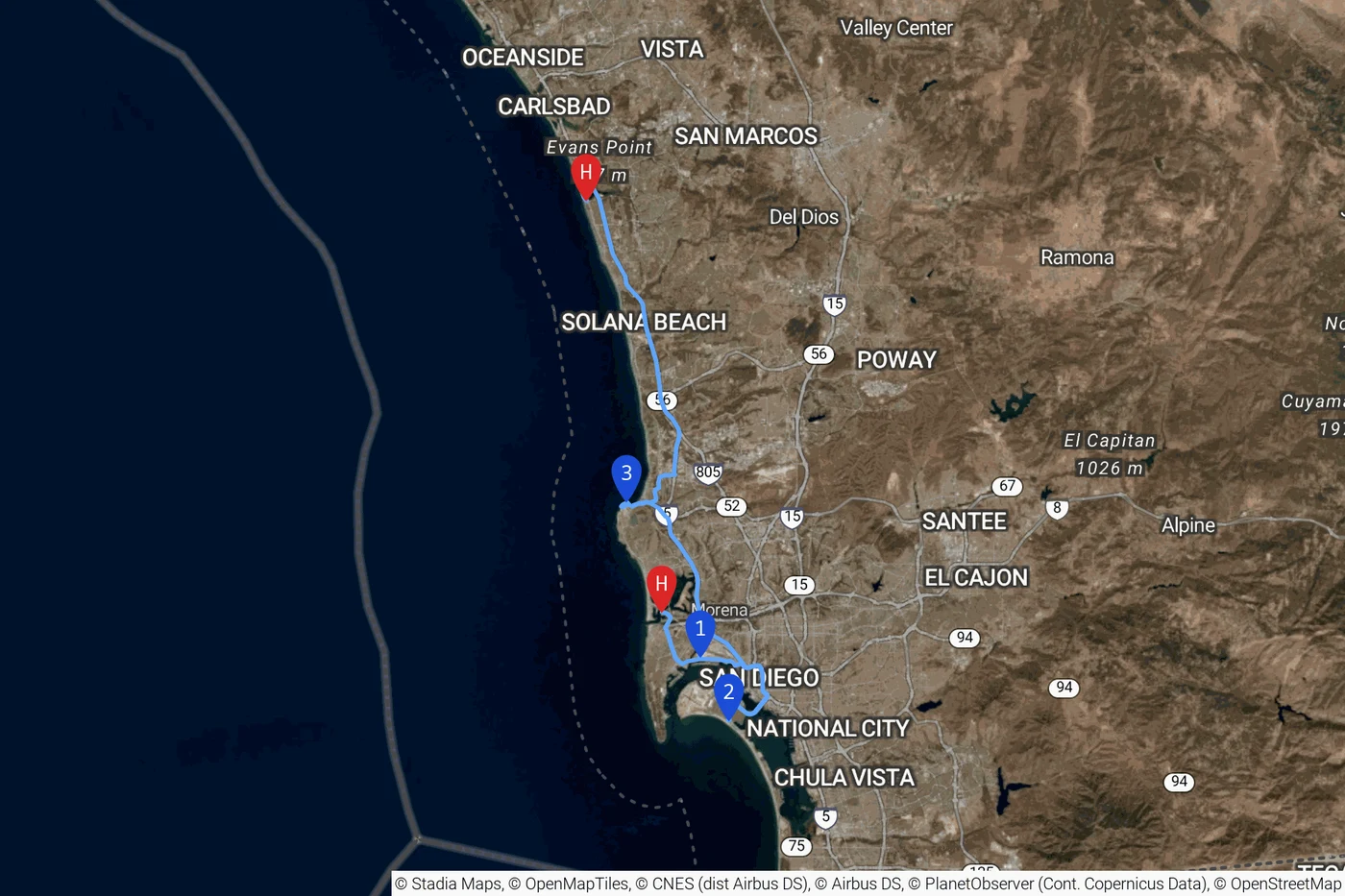 10 月 4 日圣地亚哥路线:从 Mission Bay 取车,经 Coronado、La Jolla 北上 Encinitas
